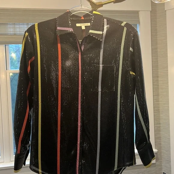 Olivia Rubin Tops | Olivia Rubin Sequin Dress Shirt | Color: Black/Red | Size: 0 | Agcohen06'S Closet